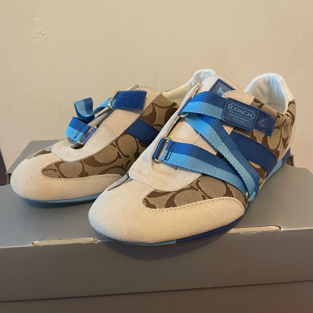 Coach Beige and Blue Sneakers